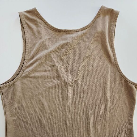 Open Edit Wear Two Ways V-Neck Sleeveless Knit Side Slit Midi Dress Olive Dusk S - Picture 8 of 10